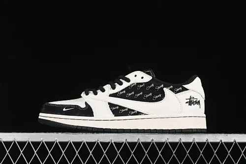 All categories Air Jordan Jordan series basketball shoes Air Jordan 1 Low High-end customized low-top sneakers Travis Scott x Fragment Design x Air Jordan 1 Low OG SP AJ1 Joe 1 Stussi joint-black and white English low-top cultural casual sneakers SJ2068-128